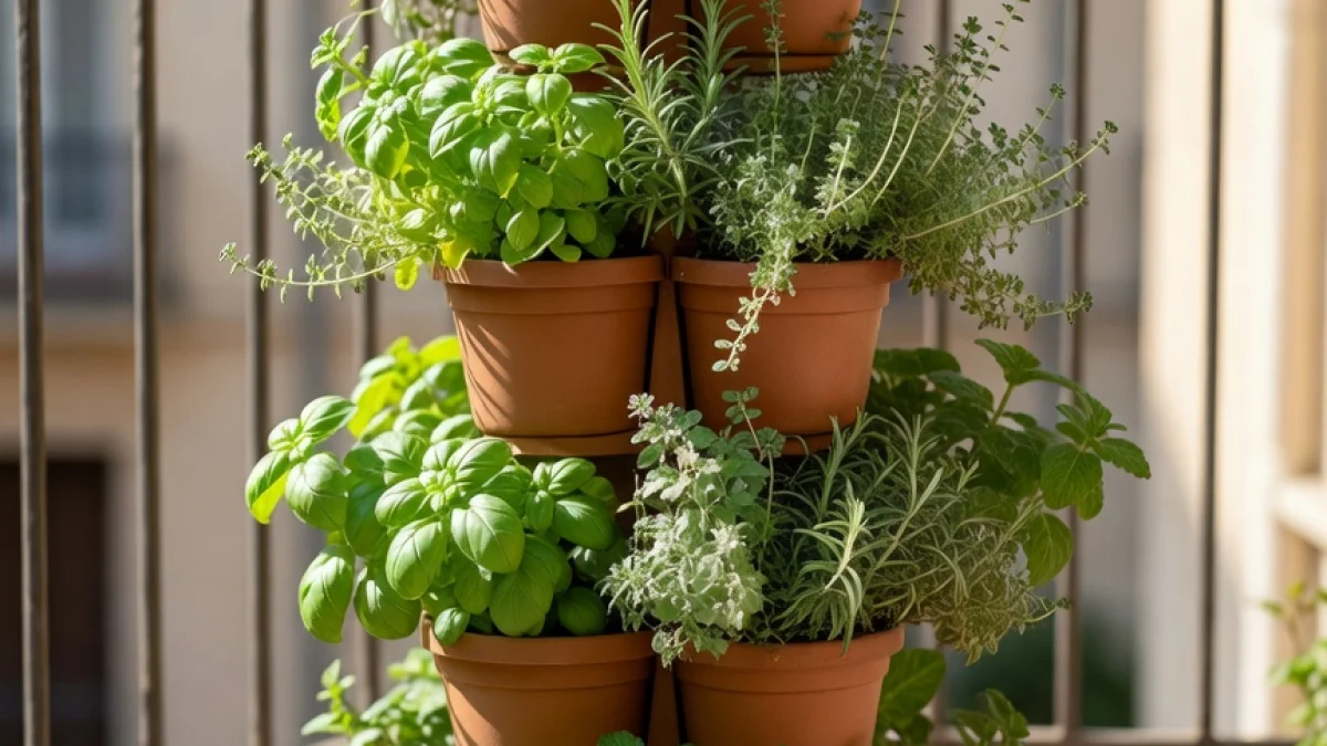 Plantes aromatiques en tour verticale : cultiver malin sur petit espace